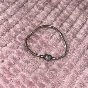 Pandora Silver Bracelet with Diamond Heart Accent